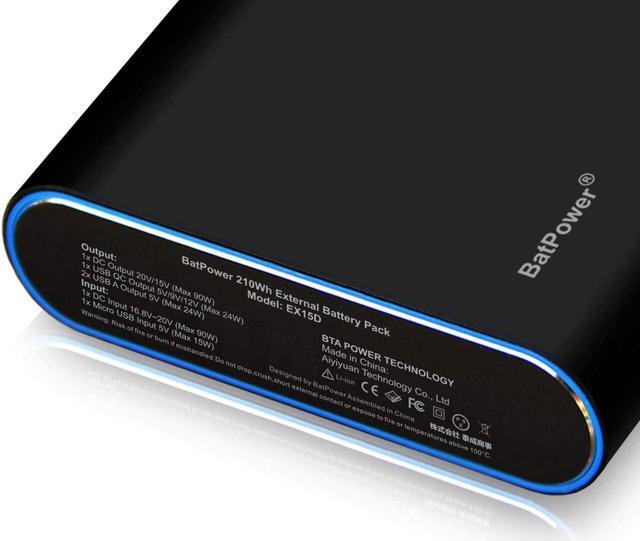 Alt view image 7 of 7 - BatPower EX15D 210Wh Laptop External Battery Compatible with Dell Inspiron Latitude XPS Mini Precision Studio Vostro Laptop Notebook Power Bank Portable Charger USB QC Quick Charge Tablet Smartphone