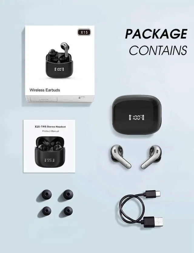 Alt view image 7 of 7 - Tiksounds Wireless Earbuds, Bluetooth Headphones with Microphone, IPX7 Waterproof, 35H Playtime with LED Power Display, High-Fidelity Stereo Earphones for Sports and Work