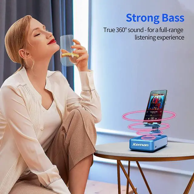 Alt view image 4 of 7 - JTEMAN Phone Stand Wireless Bluetooth Speaker,Desktop Kitchen Gadgets Phone Stand,Portable Phone Stand with Speaker,Gifts for Women and Men