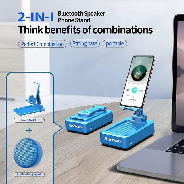 Alt view image 2 of 7 - JTEMAN Phone Stand Wireless Bluetooth Speaker,Desktop Kitchen Gadgets Phone Stand,Portable Phone Stand with Speaker,Gifts for Women and Men