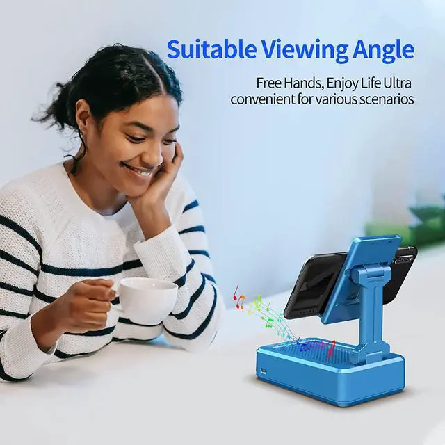 Alt view image 6 of 7 - JTEMAN Phone Stand Wireless Bluetooth Speaker,Desktop Kitchen Gadgets Phone Stand,Portable Phone Stand with Speaker,Gifts for Women and Men