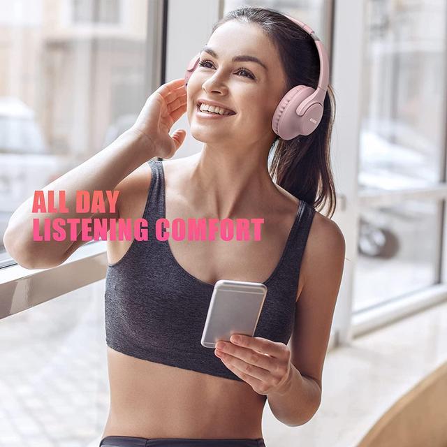 Alt view image 3 of 7 - KVIDIO Bluetooth Headphones Over Ear, 65 Hours Playtime Wireless Headphones with Microphone,Foldable Lightweight Headset with Bass and Stereo Sound