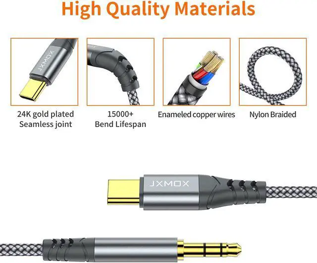 Alt view image 6 of 6 - USB C to 3.5mm Audio Aux Jack Cable (4ft) Type C to 3.5mm Headphone Car Stereo Cord Compatible with iPhone 16 Pro Max 15 Pro Max  Galaxy S24 S23 S22 S21 Note 20 Pixel 4 5 XL iPad Pro