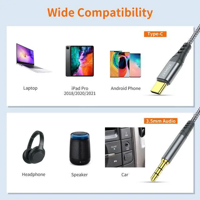 Alt view image 3 of 6 - USB C to 3.5mm Audio Aux Jack Cable (4ft) Type C to 3.5mm Headphone Car Stereo Cord Compatible with iPhone 16 Pro Max 15 Pro Max  Galaxy S24 S23 S22 S21 Note 20 Pixel 4 5 XL iPad Pro