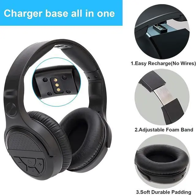 Alt view image 6 of 7 - ANSTEN Wireless Headphones for TV Watching with Digital Optical RCA | 2.4 GHz RF Transmitter Charging Dock, Over Ear Headset with 3 Audio Modes, 197 FT Wireless Range, 10 Hrs Audio Playtime