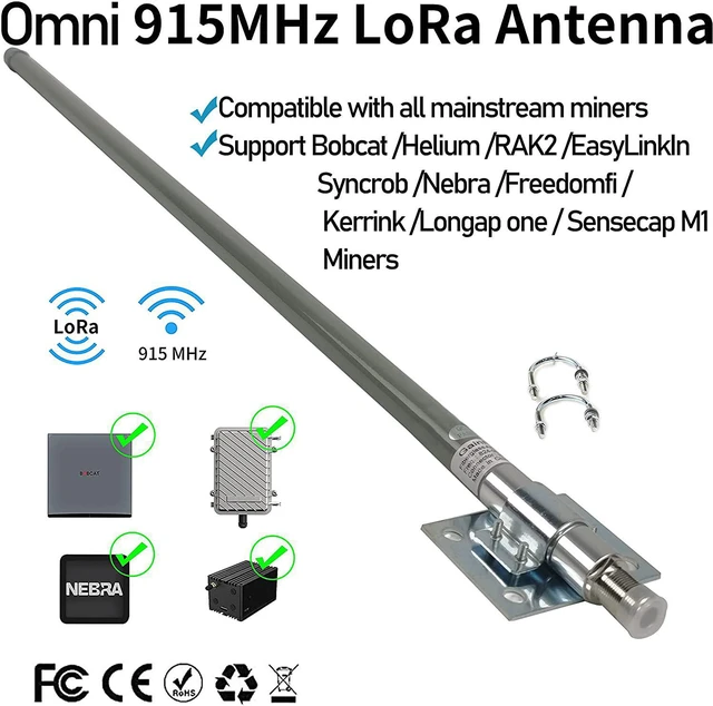 Alt view image 2 of 6 - Lora Antenna for Meshtastic/Lora/Helium Gateway, 915mhz/ 10dbi/ 35.4inch/ 16.5ft RP-SMA Cable/SMA Adapter