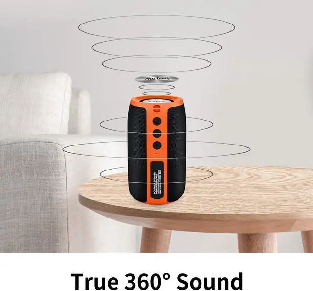 Alt view image 2 of 7 - Bluetooth Speaker,MusiBaby Speakers Bluetooth Wireless,Waterproof,Outdoor,Portable Speaker with Stereo Sound,Booming Bass,Dual Pairing,Bluetooth 5.3,24H Play,Speaker for Home,Party,Travel,Gifts-Orange