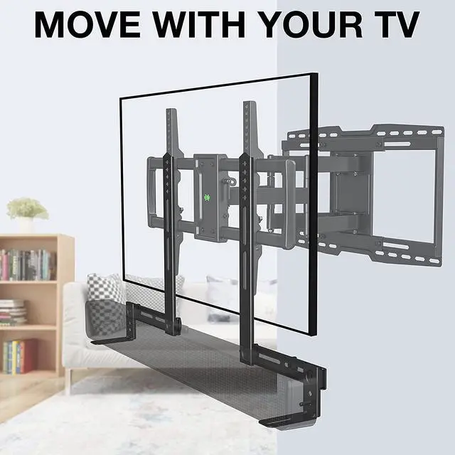 Alt view image 2 of 7 - USX MOUNT Soundbar Mount Sound Bar TV Mount for Mounting Above or Under TV, Sound Bar Mount Up to 13.2 lbs, Two Removable and Lockable Hooks for Back or Bottom Holes