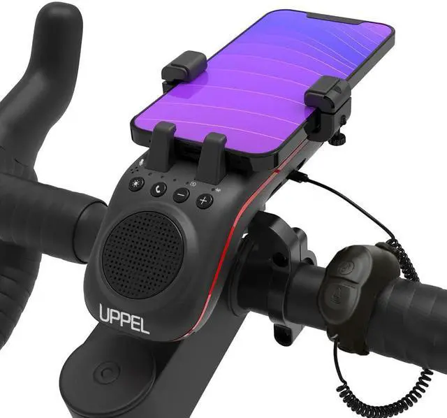 Main image of Bluetooth Speaker Bicycle, Multifunctional Bike Phone Holder 10-in-1- LED Light - Power Bank Horn Microphone Ideal for Road & Mountain (Black)  Black