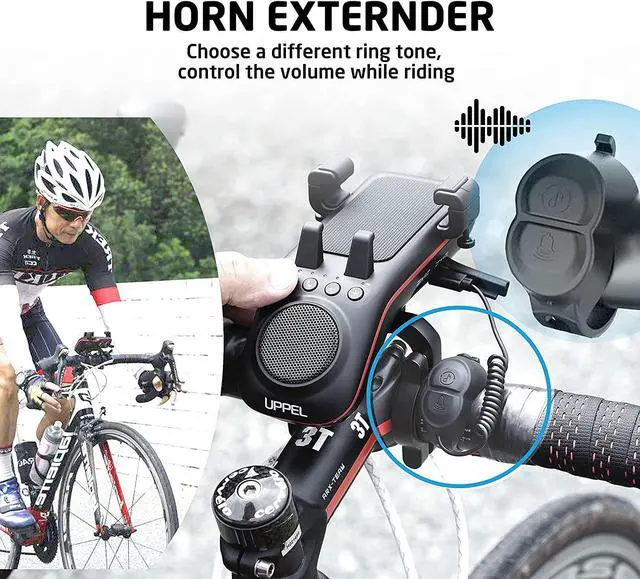 Alt view image 3 of 7 - Bluetooth Speaker Bicycle, Multifunctional Bike Phone Holder 10-in-1- LED Light - Power Bank Horn Microphone Ideal for Road & Mountain (Black)  Black