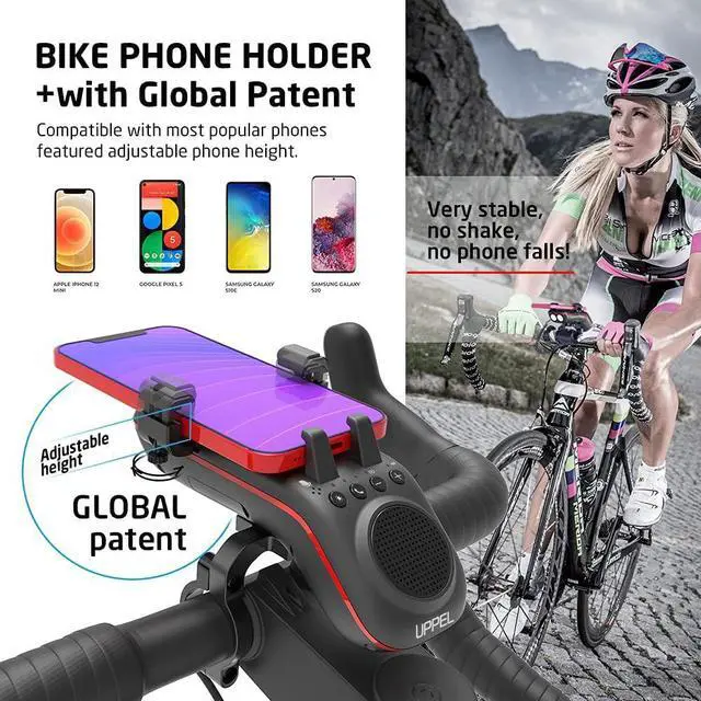 Alt view image 5 of 7 - Bluetooth Speaker Bicycle, Multifunctional Bike Phone Holder 10-in-1- LED Light - Power Bank Horn Microphone Ideal for Road & Mountain (Black)  Black