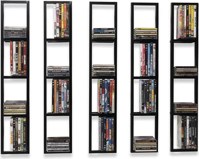 Alt view image 5 of 7 - You Have Space Black Floating Shelves for Wall, 34 Inch Video Games CD DVD Storage Shelves, Cube Storage Organizer Shelf Set of 5