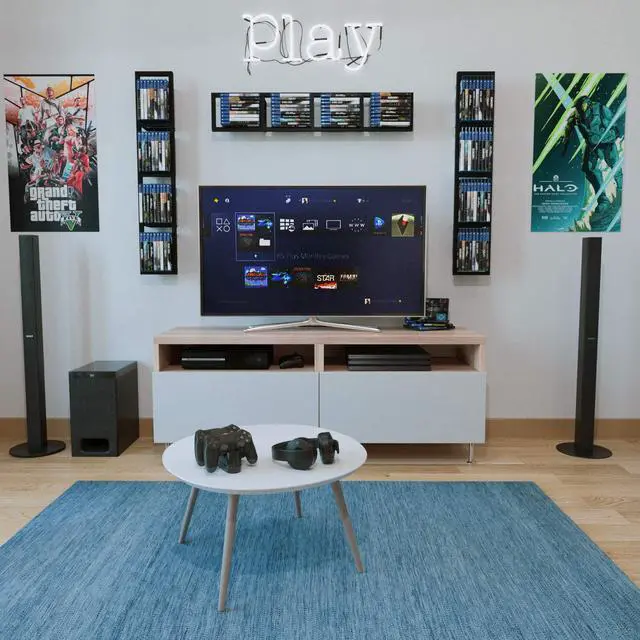 Alt view image 6 of 7 - You Have Space Black Floating Shelves for Wall, 34 Inch Video Games CD DVD Storage Shelves, Cube Storage Organizer Shelf Set of 5