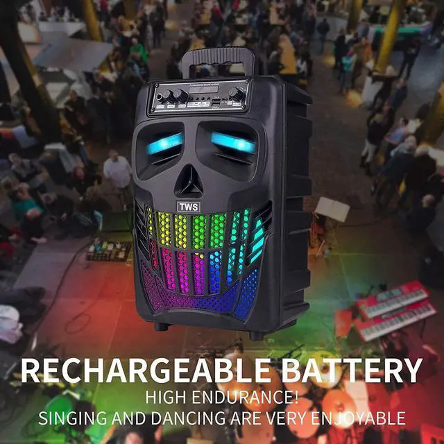 Alt view image 5 of 7 - Portable Bluetooth Speaker with Subwoofer Wireless Speakers Outdoor/Indoor Big Support Remote Control FM Radio TF Card LED Lights MP3 Player Party for Home Camping iPhone Computer PC (B-S08)