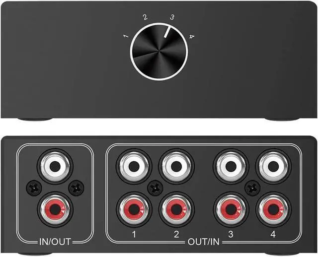 Main image of 4-Way Stereo L/R Sound Channel Bi-Directional Audio Switcher, 1 in 4 Out or 4 in 1 Out, L/R Sound Channel Audio Switch Splitter RCA Stereo Switch Selector for DVD Stereo Speaker CD Player
