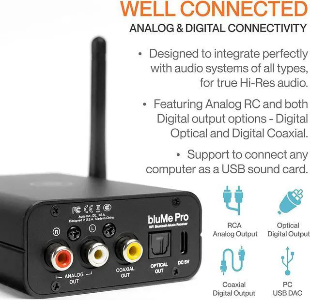 Alt view image 5 of 7 - HiFi Bluetooth 5.3 Music Receiver Long Range Bluetooth Adapter with Audiophile DAC, LDAC, aptX HD, OLED Display & Optical Coaxial AUX Output for Home Stereo, AV Receiver or Amplifier