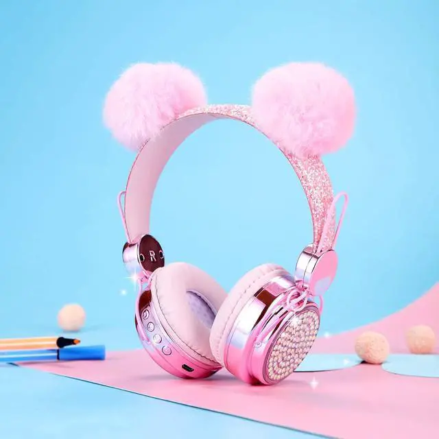 Alt view image 6 of 6 - Wireless , LED Light up Color Changing Girls Bluetooth Headsets with MIC, 10 Hours 5.0 Bluetooth Headphones for School, Christmas (Pink)