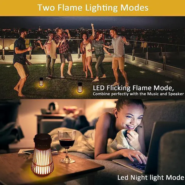 Alt view image 6 of 7 - LED Flame Speaker, Portable Waterproof Bluetooth Wireless Speaker for Indoor/Outdoor, LED Flame Effect Speaker with Stereo Sound, Led Table Lanterns/Lamp for Patio,Garden,Camping (1 Pack)
