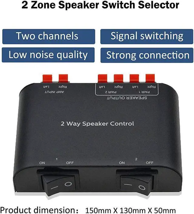 Alt view image 2 of 5 - A ADWITS 2-Channel Speaker Switcher Selector Box with Terminal Claps 150W RMS per Channel, Black