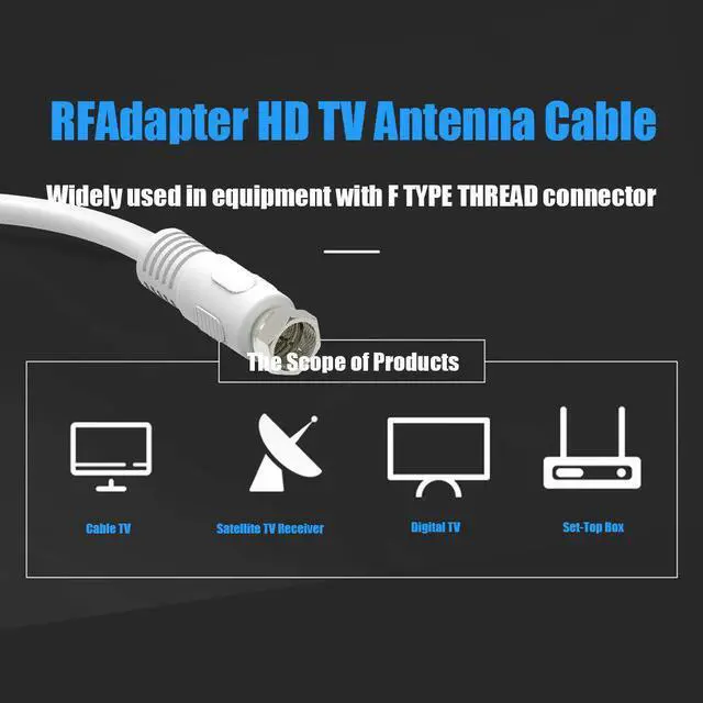 Alt view image 4 of 7 - Short Coaxial Cable, 2 Pack 1ft Coaxial Cable, RG6 Cable with Right Angle Connectors, White 75 Ohm Shield Digital Coax Cables with F-Male Connectors, Ideal for TV Antenna DVR Satellite