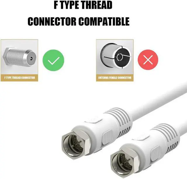 Alt view image 6 of 7 - Short Coaxial Cable, 2 Pack 1ft Coaxial Cable, RG6 Cable with Right Angle Connectors, White 75 Ohm Shield Digital Coax Cables with F-Male Connectors, Ideal for TV Antenna DVR Satellite