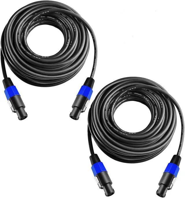 Main image of 2Pcs 100 Feet Professional Speakon to Speakon Cables Wire Speaker Audio Amplifier Cord 7mm with Twist Lock