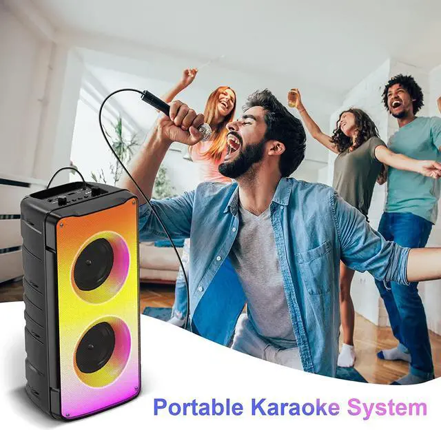 Alt view image 6 of 7 - Bluetooth Speakers, 60W(80W Peak) Portable Loud Wireless Stereo Speaker with Rich Bass, Bluetooth 5.0, FM Radio, Colorful Light, TWS Pairing, EQ, 10000mAh Battery, Outdoor Speaker for Home Party Gift