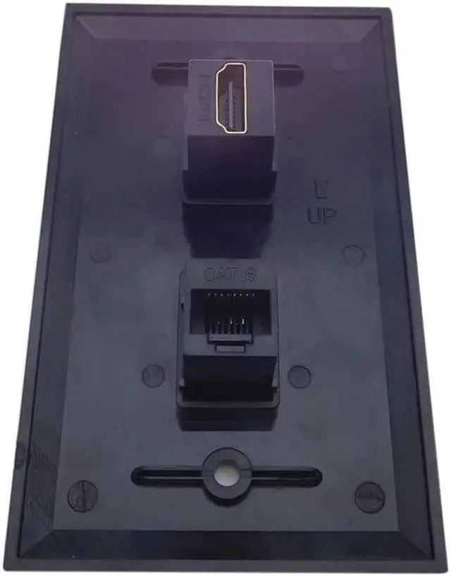 Alt view image 3 of 4 - HDMI Ethernet Wall Plate Black - 4K HDMI RJ45 CAT6 Cover Plate Female to Female Pass Through Faceplate