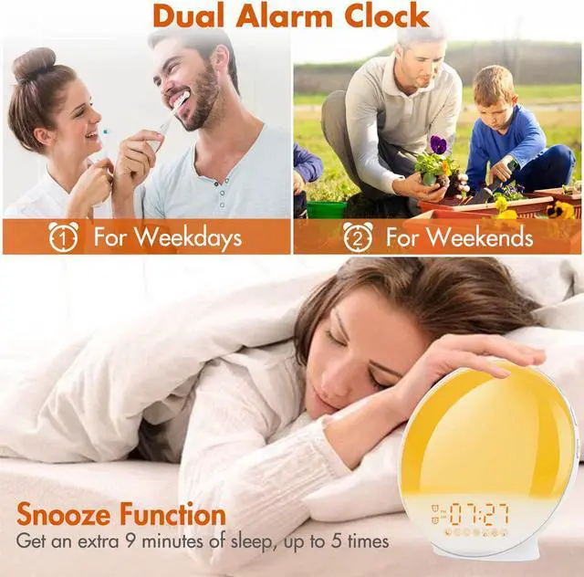 Alt view image 4 of 7 - Sunrise Alarm Clock, KEPLUG Wake Up Light Dual Alarm Clock with FM Radio, Snooze, Sunrise Sunset Simulation for Bedroom, 7 Color Night Light, 7 Nature Sound, Sleep Aid for Heavy Sleepers Adults Kids