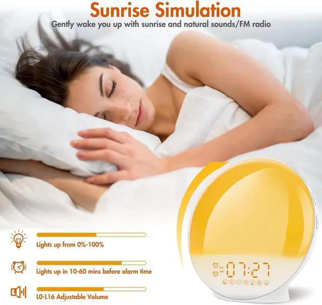 Alt view image 2 of 7 - Sunrise Alarm Clock, KEPLUG Wake Up Light Dual Alarm Clock with FM Radio, Snooze, Sunrise Sunset Simulation for Bedroom, 7 Color Night Light, 7 Nature Sound, Sleep Aid for Heavy Sleepers Adults Kids