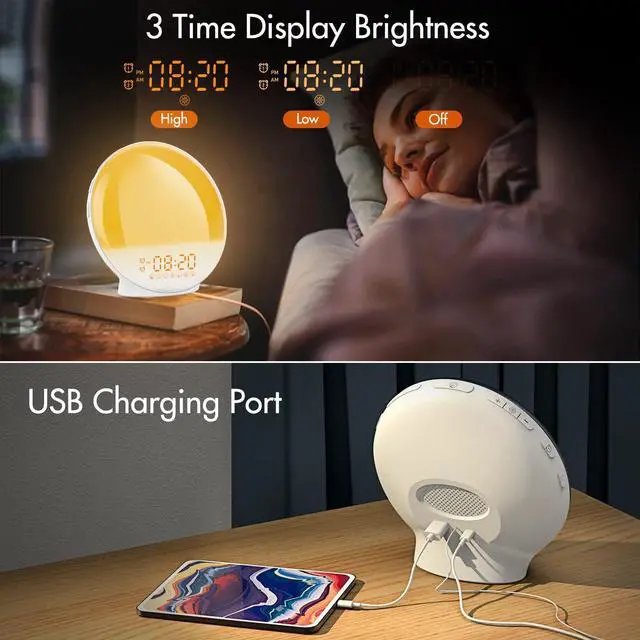 Alt view image 7 of 7 - Sunrise Alarm Clock, KEPLUG Wake Up Light Dual Alarm Clock with FM Radio, Snooze, Sunrise Sunset Simulation for Bedroom, 7 Color Night Light, 7 Nature Sound, Sleep Aid for Heavy Sleepers Adults Kids