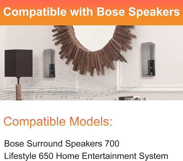 Alt view image 2 of 7 - Dinghose Wall Brackets Compatible with Bose Surround Speakers 700OmniJewel Lifestyle 650 Home Entertainment System (Black)