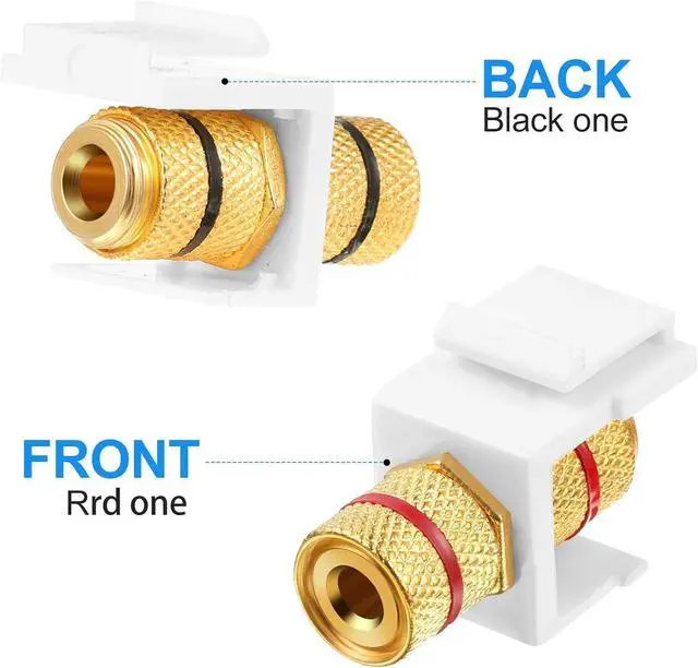 Alt view image 2 of 7 - Banana Jack Binding Post Keystone Jack Insert, Black and Red Rings Audio Speaker Keystone Connector Screw Type Inline Coupler for Wall Plate Outlet Panel(50 Pieces)