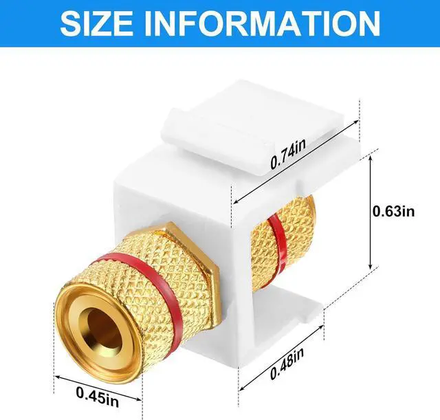 Alt view image 4 of 7 - Banana Jack Binding Post Keystone Jack Insert, Black and Red Rings Audio Speaker Keystone Connector Screw Type Inline Coupler for Wall Plate Outlet Panel(50 Pieces)