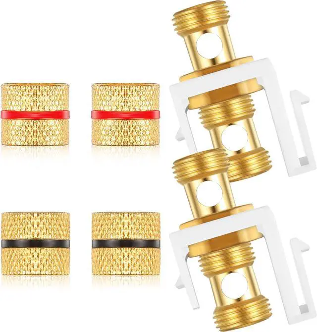 Alt view image 7 of 7 - Banana Jack Binding Post Keystone Jack Insert, Black and Red Rings Audio Speaker Keystone Connector Screw Type Inline Coupler for Wall Plate Outlet Panel(50 Pieces)