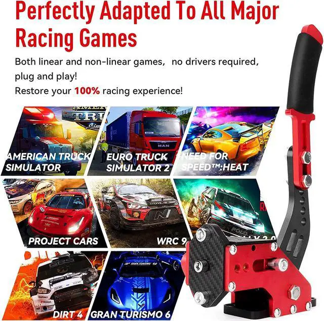 Alt view image 7 of 7 - aikeec 64 Bit USB Handbrake with Clamp for PC Windows Sim Racing Games G25 G27 G29 T500 FANATECOSW Dirt Rally with Handle Grip