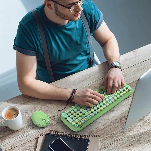 Alt view image 6 of 7 - MOFII Wireless Keyboard and Mouse Combo, 2.4GHz RF, Green Colorful, Indoor, 33ft Range, Plug & Play