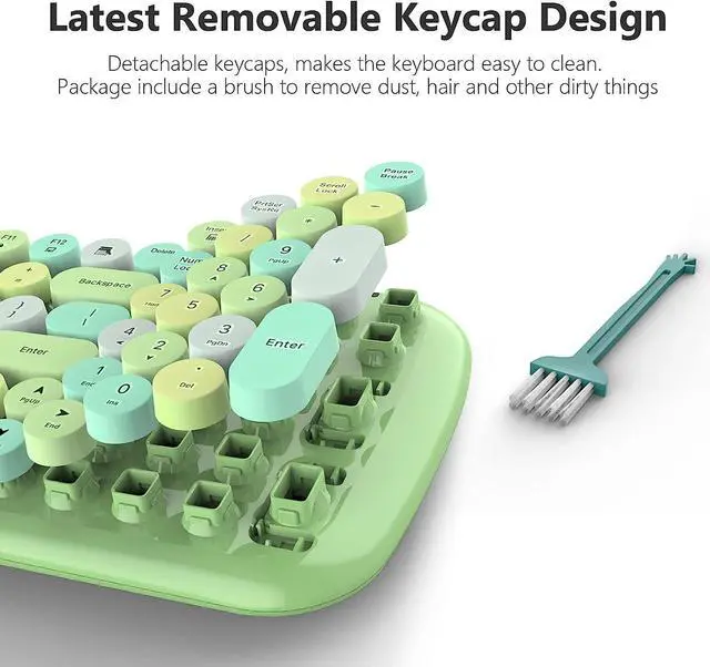 Alt view image 4 of 7 - MOFII Wireless Keyboard and Mouse Combo, 2.4GHz RF, Green Colorful, Indoor, 33ft Range, Plug & Play