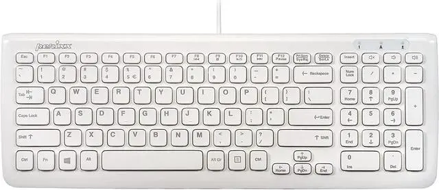 Main image of Perixx PERIBOARD-208W US, Wired Compact Design USB Keyboard - 15.28x5.39x0.91 Inches with Number Pad - Glossy White - US English
