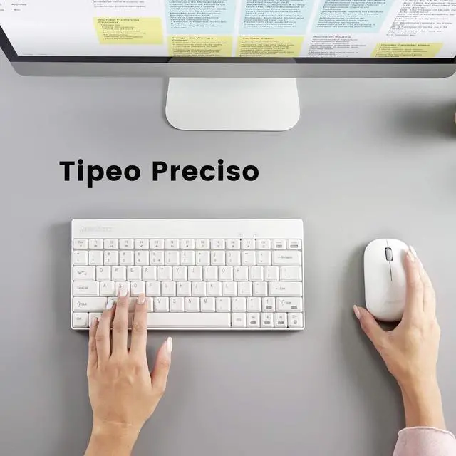 Alt view image 2 of 7 - Perixx PERIDUO-712WES Mini Pack de Teclado y Ratón Inalámbrico Combo - Color Blanco - Español QWERTY