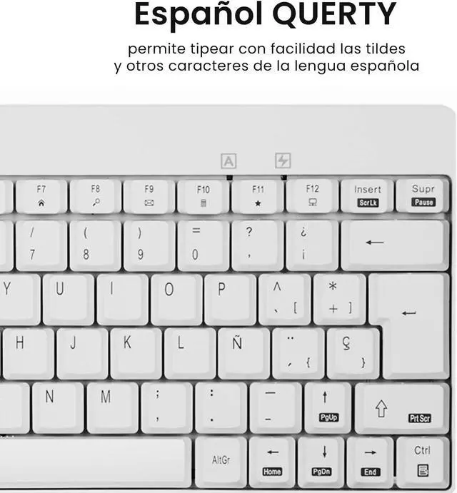 Alt view image 3 of 7 - Perixx PERIDUO-712WES Mini Pack de Teclado y Ratón Inalámbrico Combo - Color Blanco - Español QWERTY