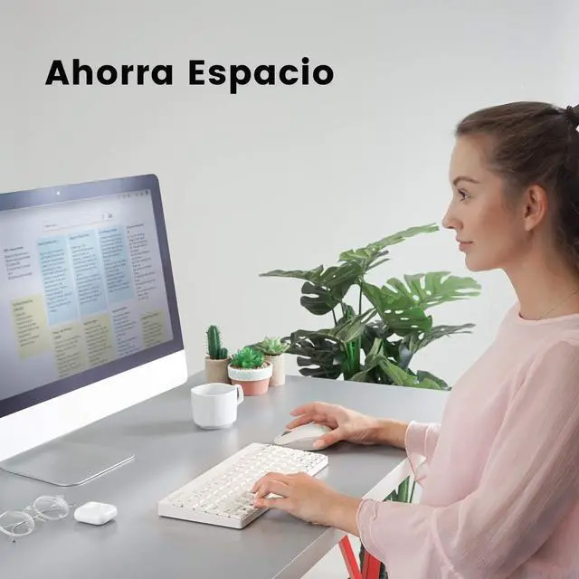 Alt view image 4 of 7 - Perixx PERIDUO-712WES Mini Pack de Teclado y Ratón Inalámbrico Combo - Color Blanco - Español QWERTY