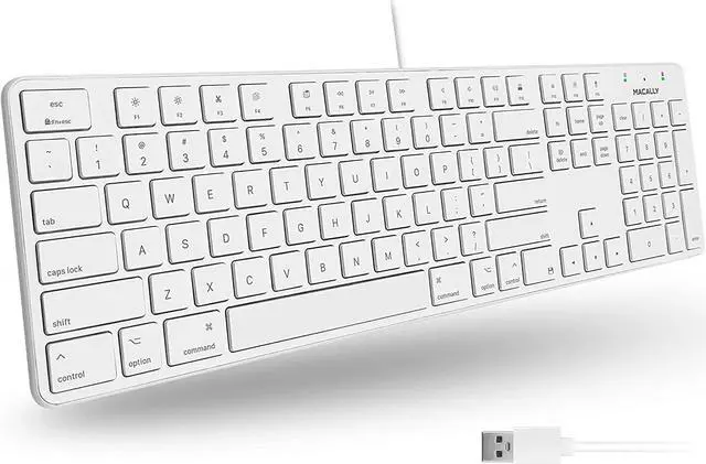 Alt view image 2 of 7 - Macally Slim Wired Keyboard and a Silent Wired Mouse, Classic Apple Essentials