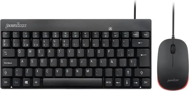 Main image of Perixx PERIDUO-212 ES Teclado y ratón pequeños con Cable, 12 Teclas Multimedia, Negro, Configuración Española