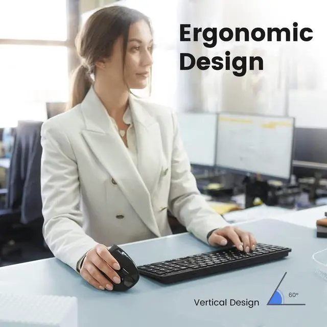 Alt view image 2 of 7 - Perixx PERIMICE-813B Bluetooth Vertical Mouse - Wireless 3-in-1 Multi-Device Technology - Travelling Carry Bag - Black - Right-Handed Design