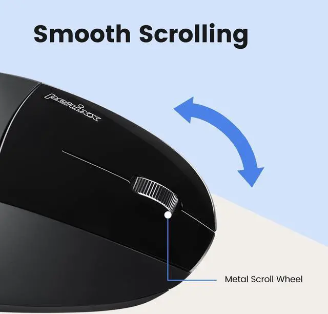 Alt view image 7 of 7 - Perixx PERIMICE-813B Bluetooth Vertical Mouse - Wireless 3-in-1 Multi-Device Technology - Travelling Carry Bag - Black - Right-Handed Design