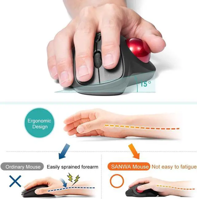 Alt view image 5 of 7 - SANWA Tb130 Bluetooth Trackball Mouse + Numeric Keypad Combo, Silent Click Roller Ball Mice, 4 DPI Adjustable, Rechargeable Wireless Ten Key Portable, Compatible with MacBook, Windows, Laptop, iOS