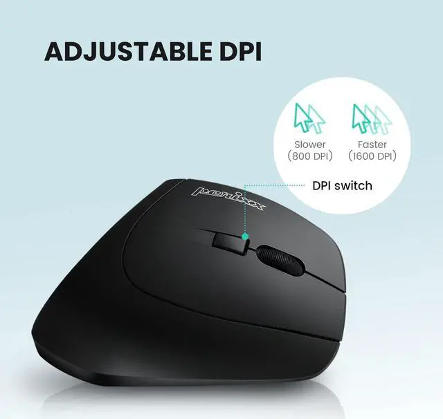 Alt view image 5 of 7 - Perixx PERIMICE-804 Bluetooth Vertical Mouse, Bluetooth Connection for Windows and Android System, Works Without USB Receiver, Black