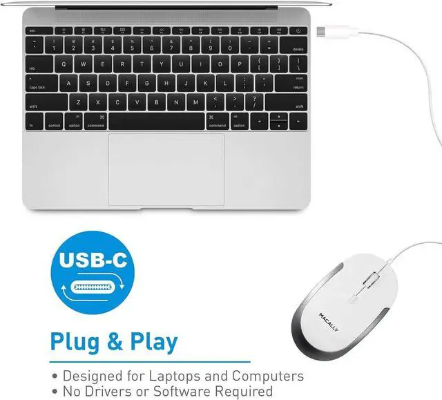 Alt view image 5 of 7 - Macally USB C Wired Mouse and an Adjustable Vertical Laptop Stand, Bring Elegance to Your Workspace
