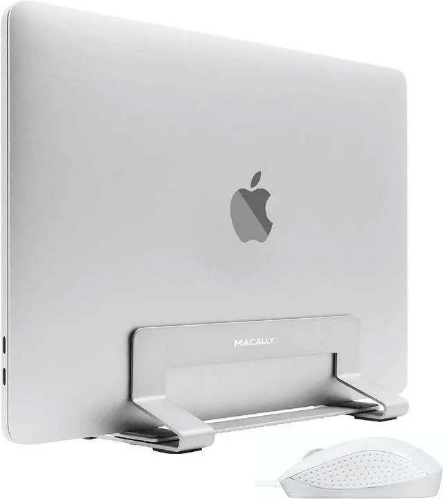 Main image of Macally Ambidextrous Wired Mouse and an Adjustable Vertical Laptop Stand, Universally Designed to Fit Any Laptop